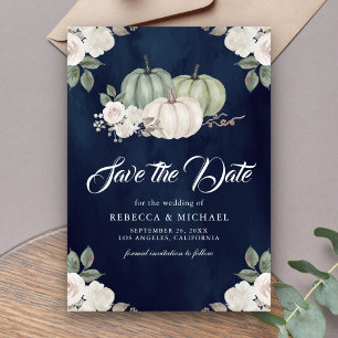 Reserve A Data Abóbora Floral Verde Salvia Azul Marinho Casamento