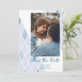 Reserve A Data Abstrato de Foto Elegante Azul - Casamento Sofisti