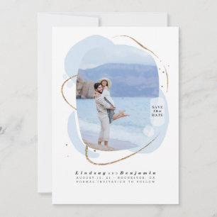 Reserve A Data Abstrato Geometric Modern Save The Date Photo (Geo