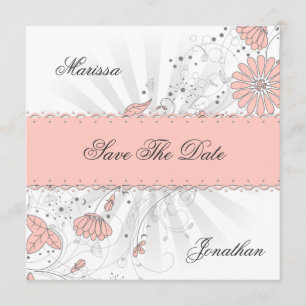 Reserve A Data Abstrato Peach Flowers Cinza Sunburst Salvar Data