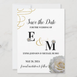 Reserve A Data Abstrato Simple White Rose Letters Weding