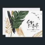 Reserve A Data Abstrato tropical moderno pintado casamento<br><div class="desc">Abstrato tropical moderno pintou casamento,  salve o cartão de data. Parte de uma coleção de casamento moderna.</div>