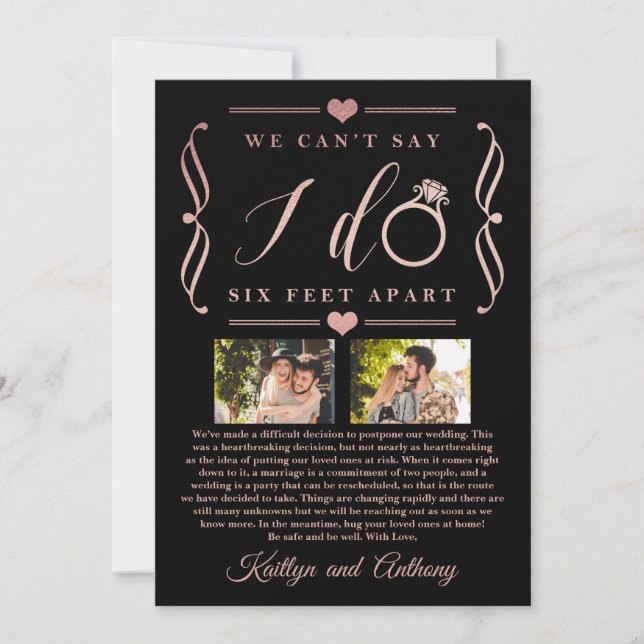 Reserve A Data Adiamento de Casamento de Seis Pés Diferente da Da (Frente)