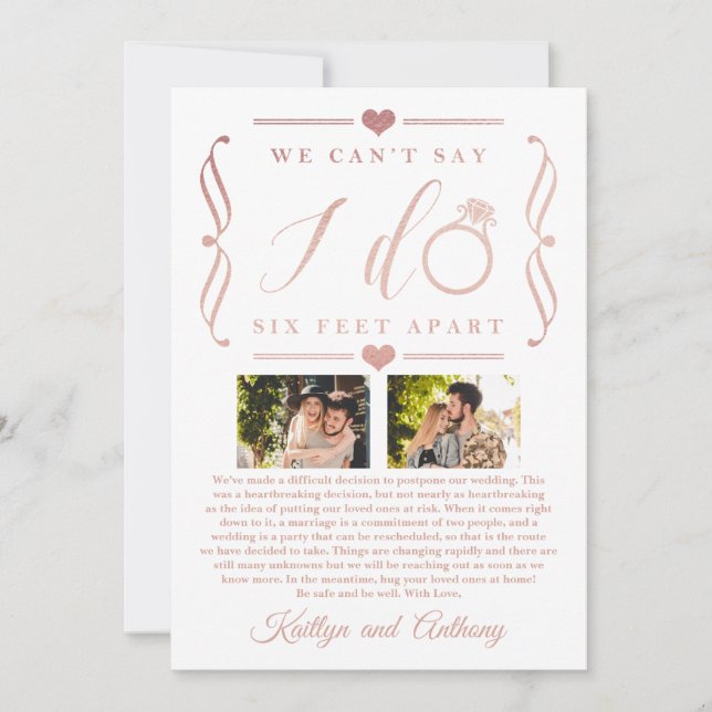 Reserve A Data Adiamento de Casamento de Seis Pés Diferente da Da (Frente)