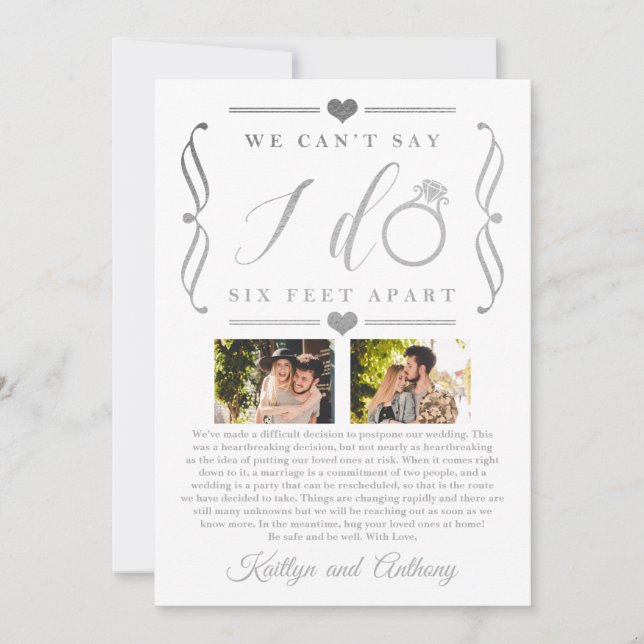 Reserve A Data Adiamento de Casamento de Seis Pés Diferente da Da (Frente)