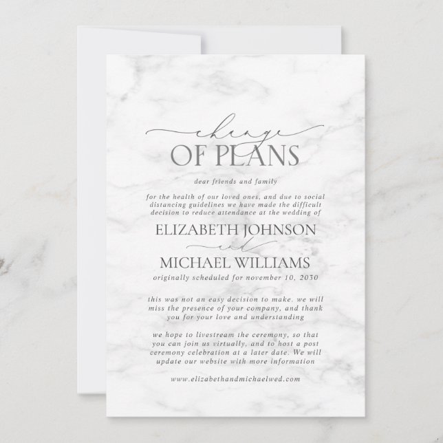 Reserve A Data Adiamento de Data de Casamento de Marble Salvar a  (Frente)