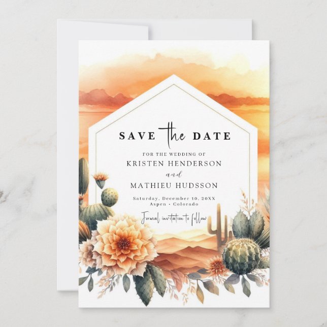 Reserve A Data Adorável Casamento Personalizado De Cactus (Frente)
