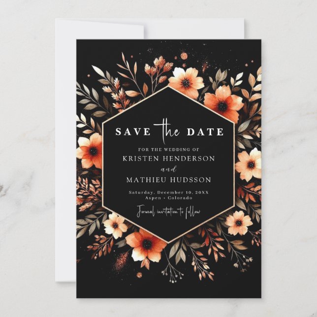 Reserve A Data Adorável e Moderno Terracotta Wedding (Frente)