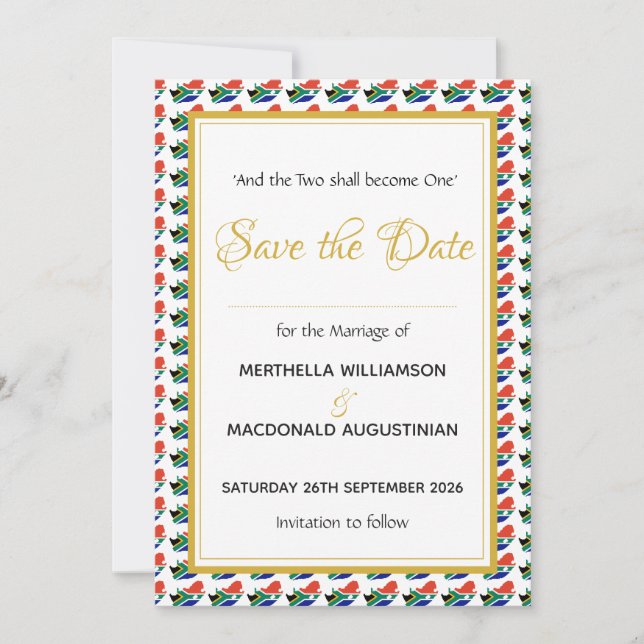 Reserve A Data ÁFRICA DO SUL Celebração de Casamento com Costume  (Frente)
