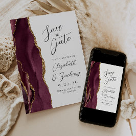 Reserve A Data Ágata Casamento Ouro Borgonha Save the Date