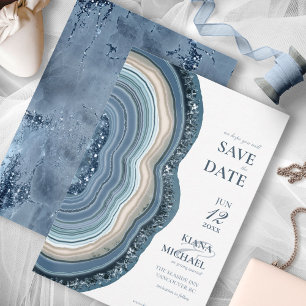 Reserve A Data Agate Geode Glitter Wedding Dusty Blue ID647