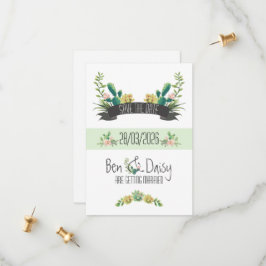 Reserve A Data Água Floral de Cacto Aquarela Suculenta Boho Deser