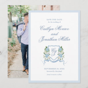 Reserve A Data Água-forte Azul Floral Casamento Salve a Data