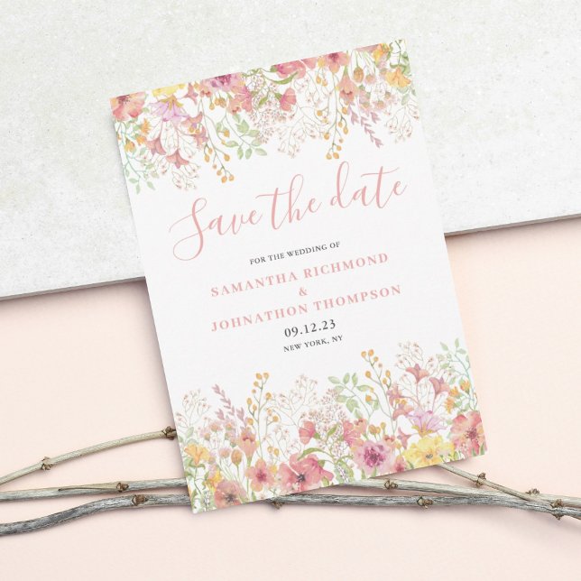 Reserve A Data Água-forte Floral Rosa Salve a Data (Criador carregado)
