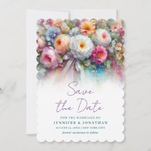 Reserve A Data Água-forte Floral Script Salve A Data Escalpado