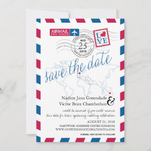 Reserve A Data Airmail Heart UK and Austraila Save the Date