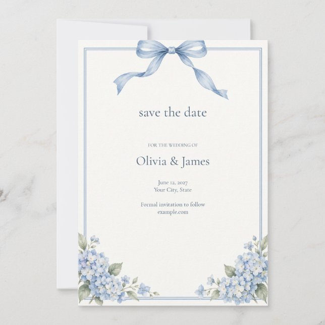 Reserve A Data Algo Azul Floral Salve a Data (Frente)