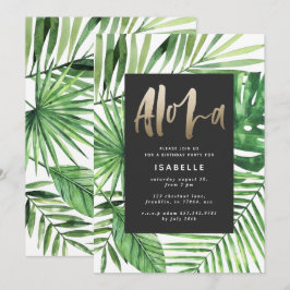 Reserve A Data Aloha tropical palm & gold script party