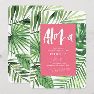 Reserve A Data Aloha tropical palm & script de aniversário femini