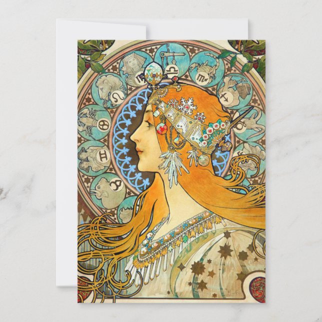 Reserve A Data Alphonse Mucha Art Nouveau Zodiac (Frente)