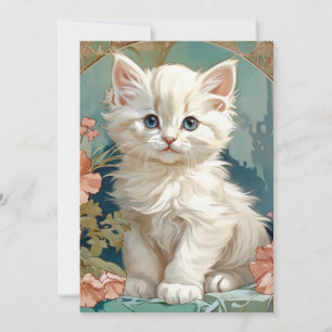 Reserve A Data Alphonse Mucha Style White Cat