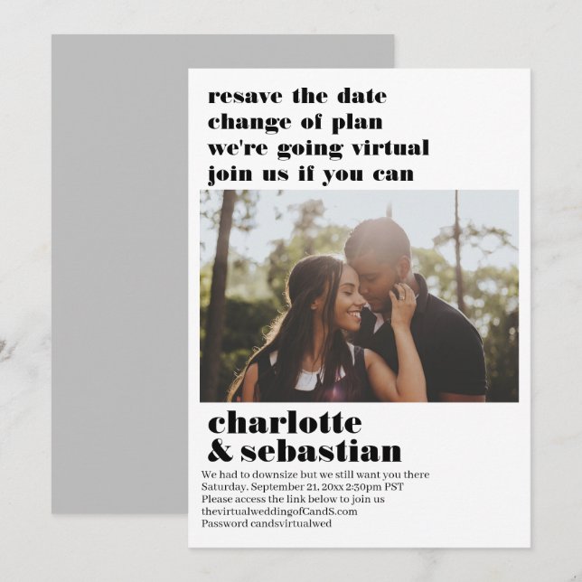 Reserve A Data Alteração do Plano Casamento Virtual Salvar a Foto (Frente/Verso)