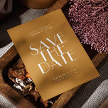 Reserve A Data Amarelo de mostarda cai casamento moderno minimali<br><div class="desc">Casamento moderno de tipografia simples de outono Salve a data em cores amarelas e ocre da mostarda. Entre em contato comigo se precisar de itens adicionais.</div>