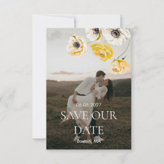 Reserve A Data Amarelo Floral Minimalista Casamento Salve a Data