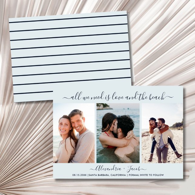 Reserve A Data Amor e a Praia 3 Foto Casamento Save the Date (Love and the Beach 3 Photo Wedding Save the Date)
