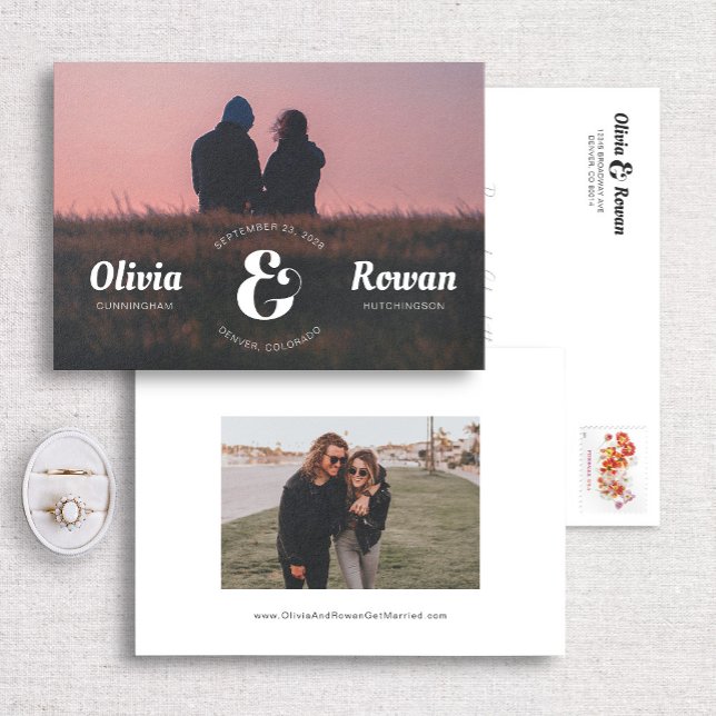 Reserve A Data Ampersand Stamp Stamp Photo Save The Date Card (Ca (Criador carregado)