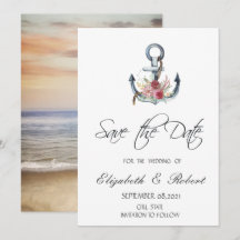 Âncora de Aquarela Flores Náutico Salve A Data