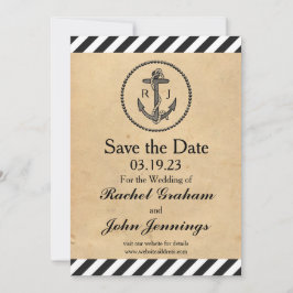 Reserve A Data Âncora Náutica Vintage - 3x5 Save the Date