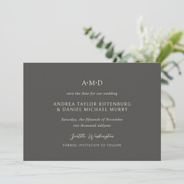 Reserve A Data Andrea Brown Elegant Casamento (Em pé/Frente)