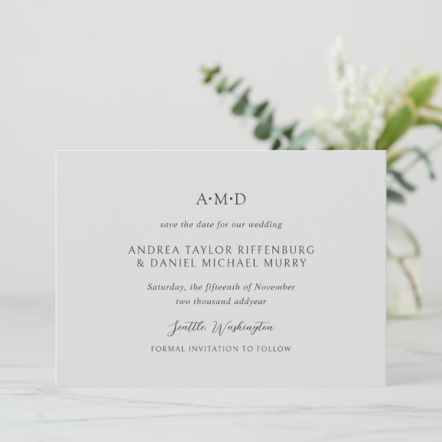 Reserve A Data Andrea Gray Elegant Casamento (Em pé/Frente)