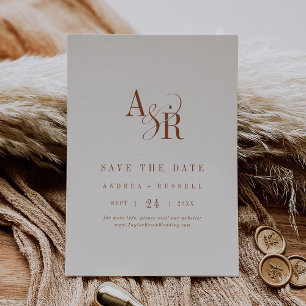 Reserve A Data ANDREA Monograma Simples Boho Creme Casamento Mini