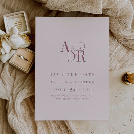 Reserve A Data ANDREA Monograma Simples Casamento Burgundy Blush