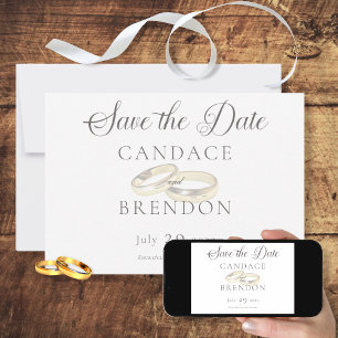 Reserve A Data Anéis de Casamento Dourado no Casamento Branco
