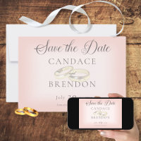 Anéis de Casamento Dourados em Blush Salve o Cartã