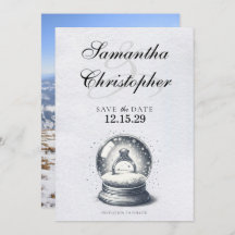 Anel de Noivado do Globo de Neve Elegante