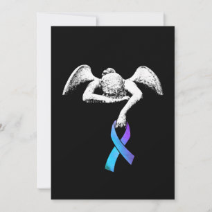 Reserve A Data Angel Detém Teal Purple Ribbon Prevenção Suicídio