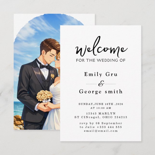 Reserve A Data Anime Wedding  Invitation (Frente/Verso)