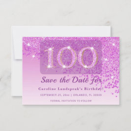 Reserve A Data Aniversário de 100 anos Intemporais Brilho Rosa Cr