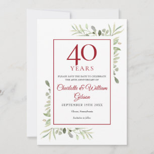 Reserve A Data Aniversário de 40 anos, data de salvamento aquarel