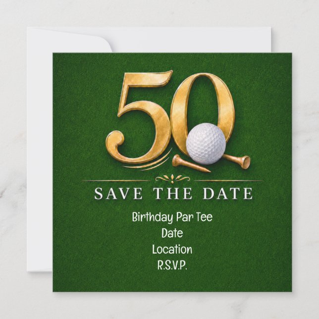 Reserve A Data Aniversário de 50 anos de golfe com golfe em grama (Frente)