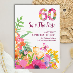 Reserve A Data Aniversário de 60 anos Elegante Jardim Floral Borb