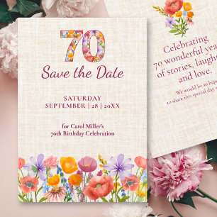 Reserve A Data Aniversário de 70 anos Elegantes Flores de Linho S