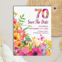 Aniversário de 70 anos Floral Elegante Borboleta