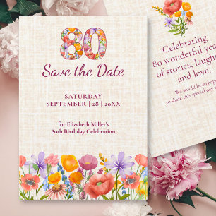 Reserve A Data Aniversário de 80 anos Lino Floral Jardim Elegante