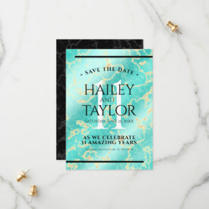 Reserve A Data Aniversário de Casamento da 11 Turquesa Elegante