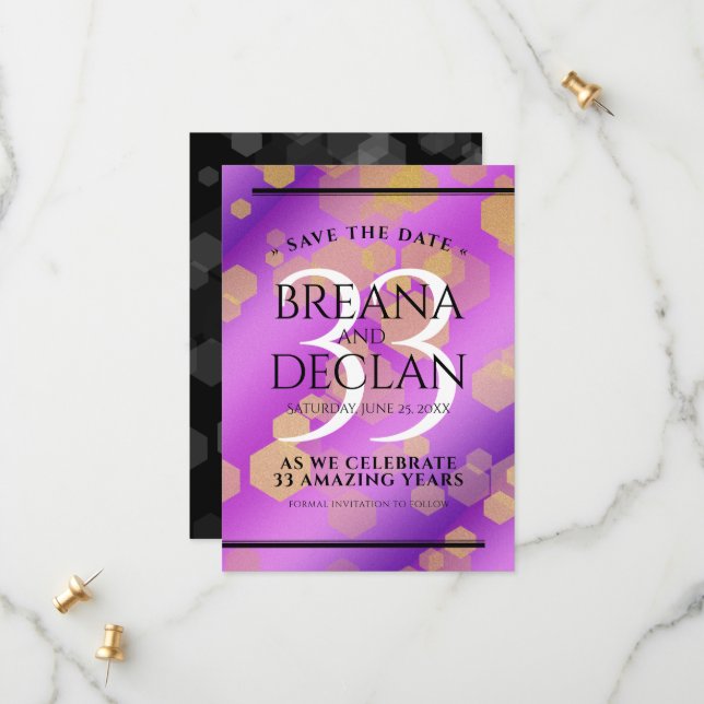 Reserve A Data Aniversário de Casamento de Ametist Elegante 33 (Frente/Verso In Situ)